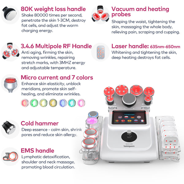 SQ154B Max – 11-i-1 enhet med 80K kavitation, RF, vakuum, laser och BIO-LED