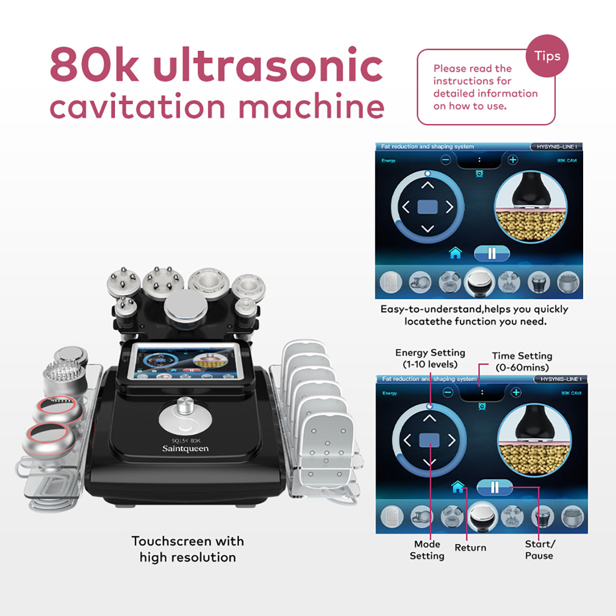 SQ154C Max – 11-i-1 enhet med 80K kavitation, laserplattor, RF och vakuum