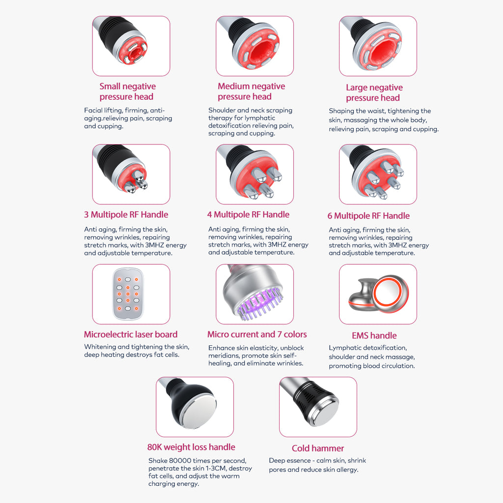 SQ154D Max – 11-i-1 enhet med 80K kavitation, RF, vakuum och laser-EMS-plattor