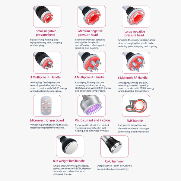SQ154D Max – 11-i-1 enhet med 80K kavitation, RF, vakuum och laser-EMS-plattor