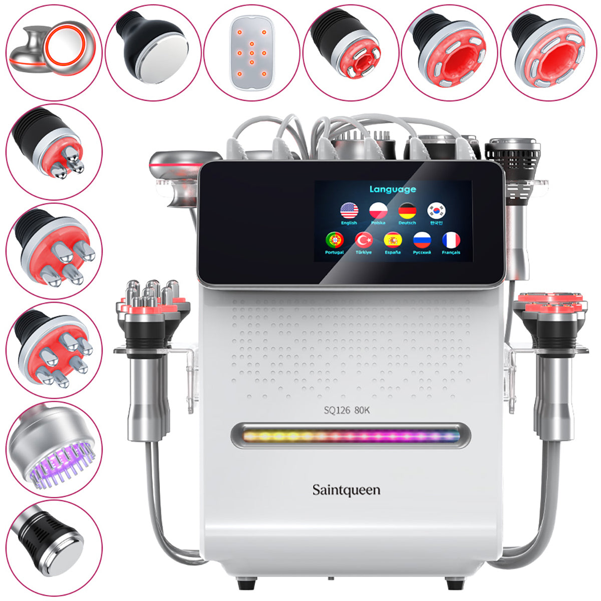 SQ126A Max – 11-i-1 enhet med 80K kavitation, RF, vakuum, laser, EMS och BIO-LED