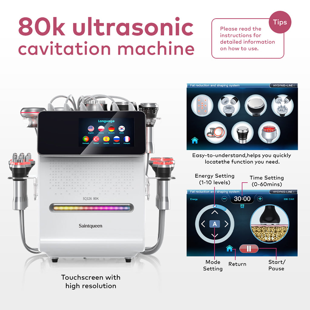 SQ126A Max – 11-i-1 enhet med 80K kavitation, RF, vakuum, laser, EMS och BIO-LED