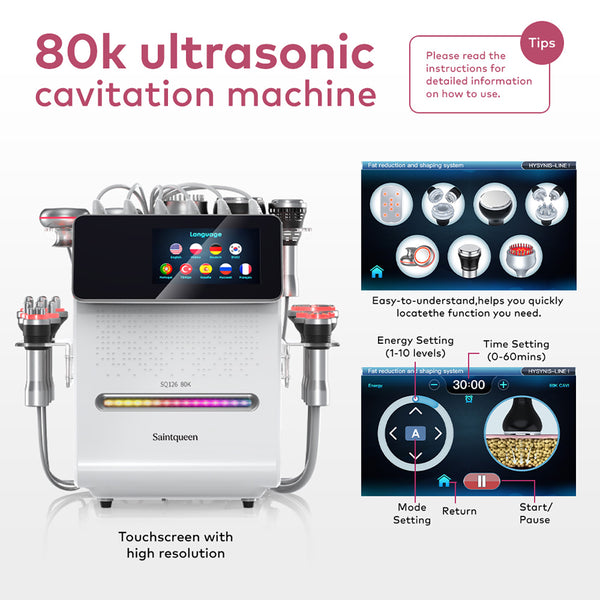 SQ126A Max – 11-i-1 enhet med 80K kavitation, RF, vakuum, laser, EMS och BIO-LED