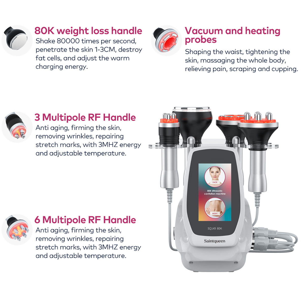 SQ149 Basic – 4-i-1 enhet med 80K kavitation, RF och vakuummassage Sekundär produktbild