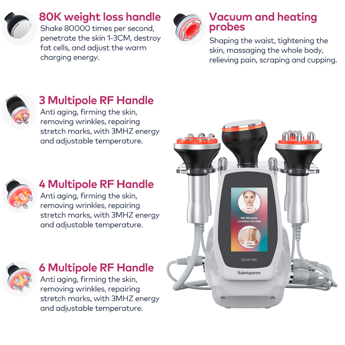 SQ149 Pro – 5-i-1 enhet med 80K kavitation, RF och vakuummassage Sekundär produktbild
