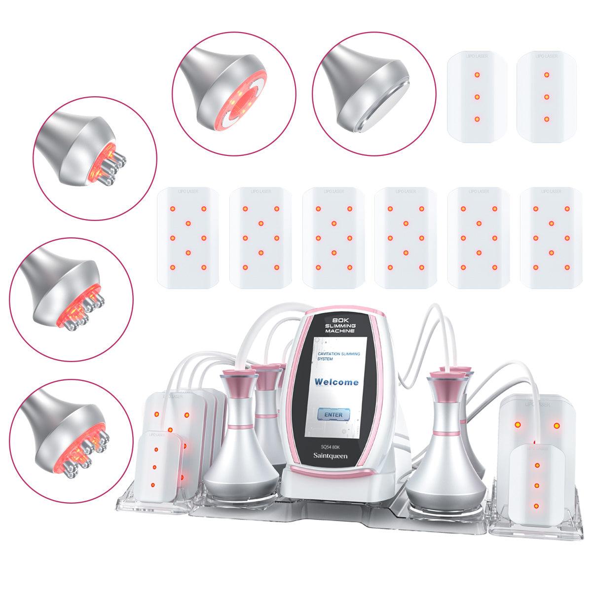 SQ54 Pro – 6-i-1 enhet med 80K kavitation, RF, laser och vakuummassage