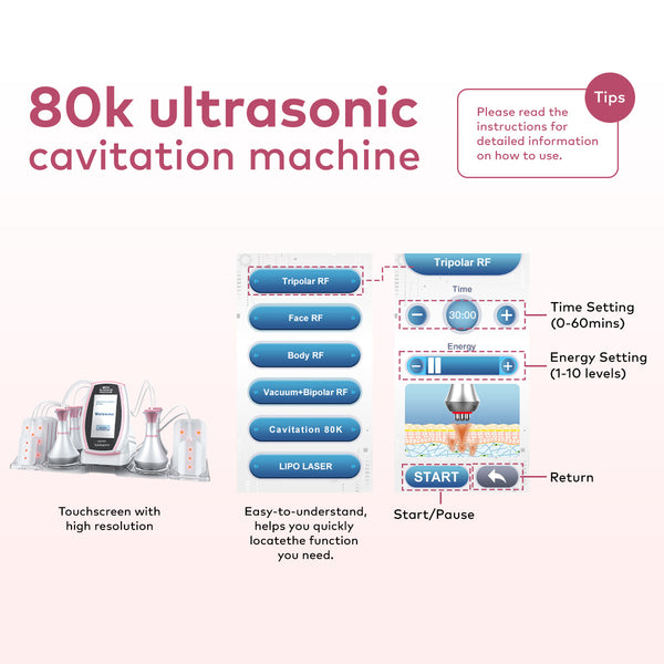SQ54 Pro – 6-i-1 enhet med 80K kavitation, RF, laser och vakuummassage