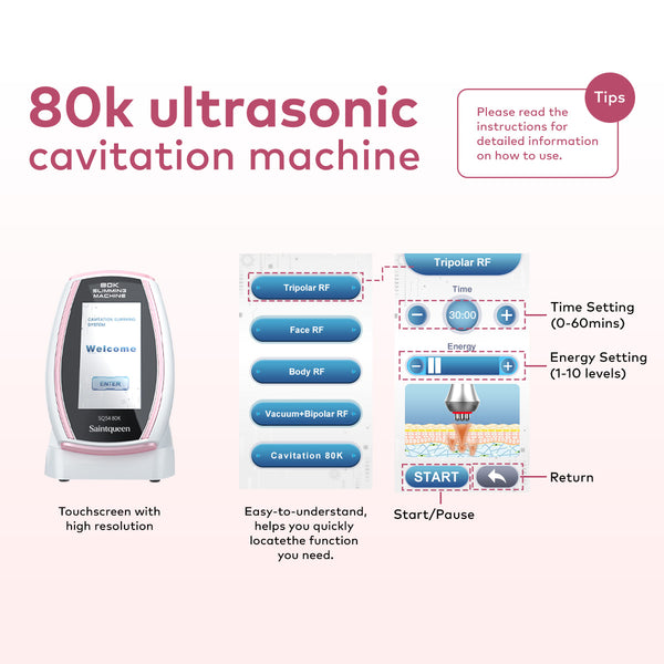 SQ54 Pro – 5-i-1 enhet med 80K kavitation, multipolär RF och vakuummassage