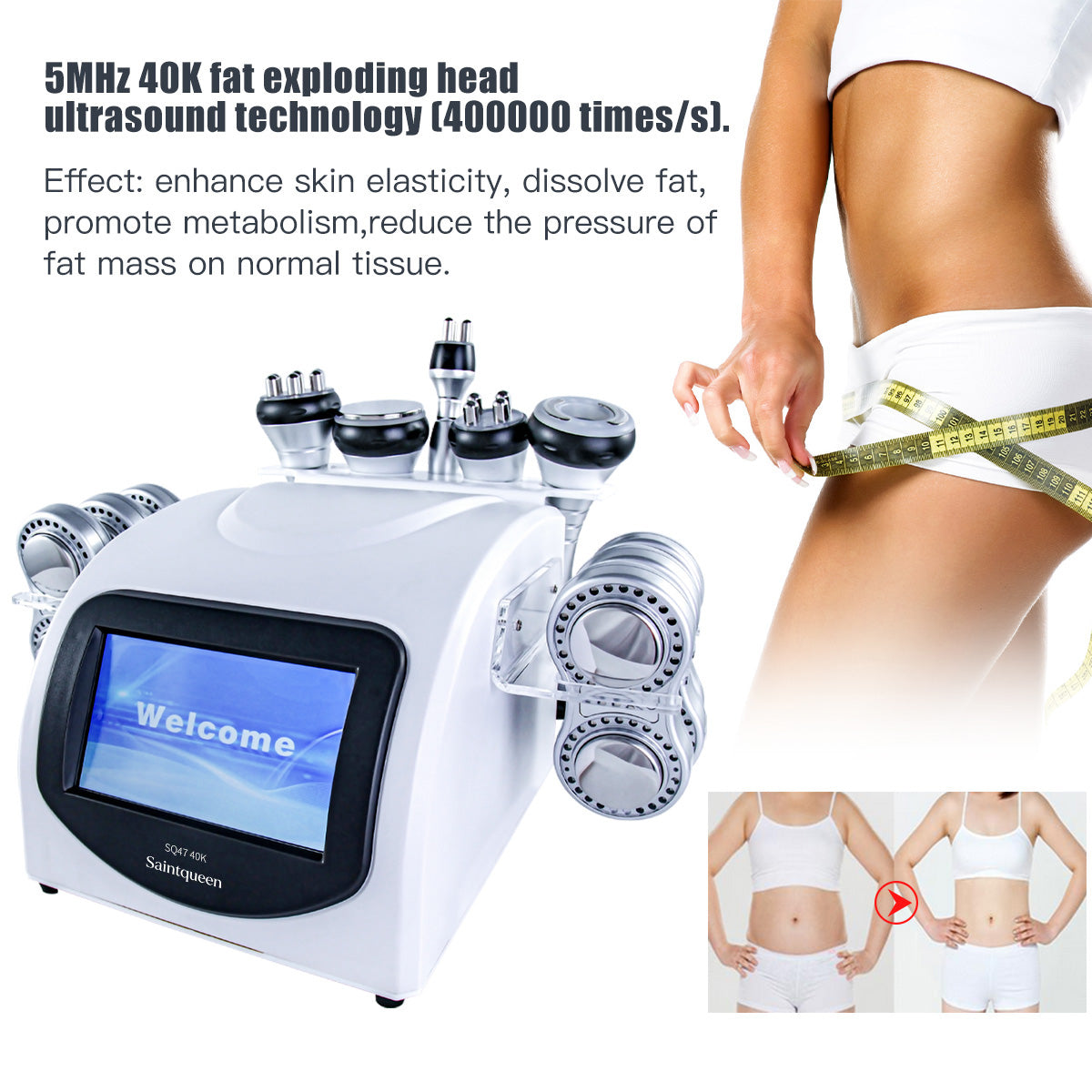 SQ47B Pro – 6-i-1 enhet med 40K kavitation, RF, vakuum, EMS och laser