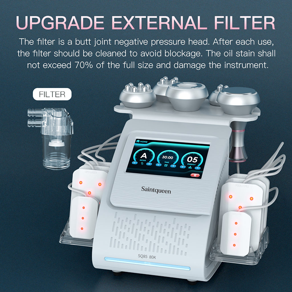 SQ85C Pro – 6-i-1 enhet med 80K kavitation, RF, laser och vakuummassage