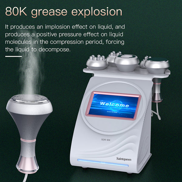 SQ90A Pro – 5-i-1 enhet med 80K kavitation, 3/4/6-polig RF och vakuummassage