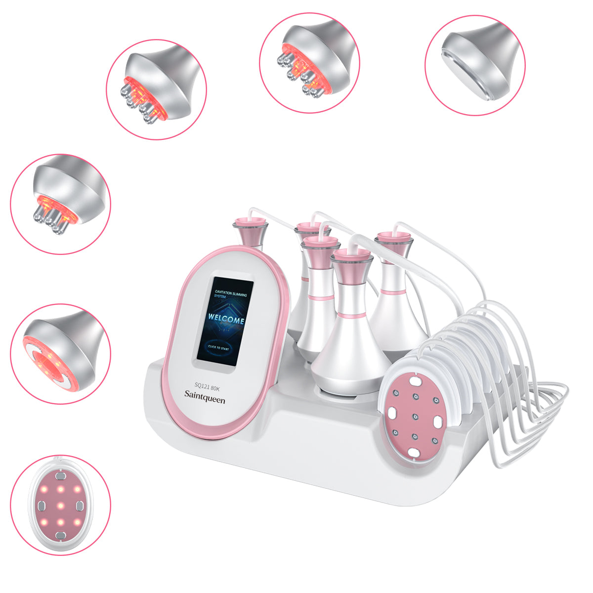 SQ121B Pro – 6-i-1 enhet med 80K kavitation, RF, vakuum och laser-EMS-plattor