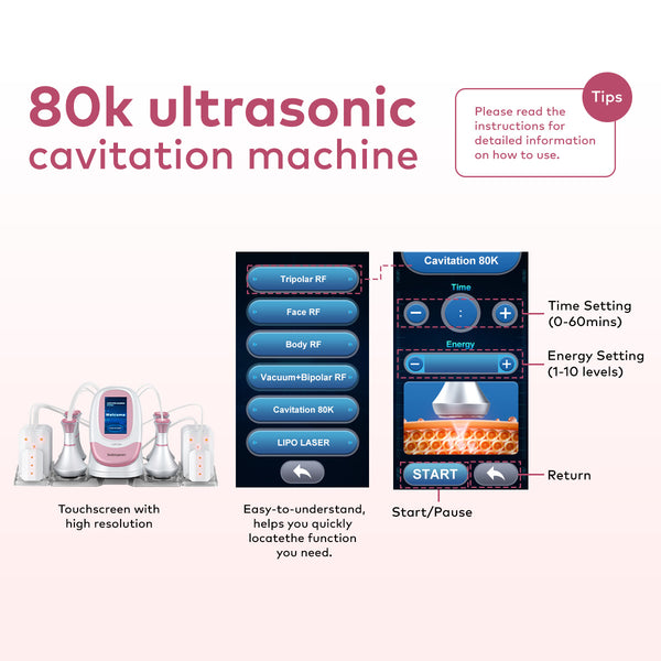 SQ95C Pro – 6-i-1 enhet med 80K kavitation, RF, vakuum och laser
