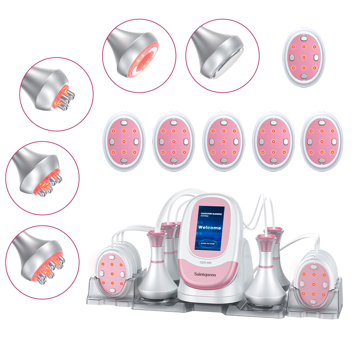 SQ95B Pro – 6-i-1 enhet med 80K kavitation, RF, vakuummassage och EMS-plattor Huvudsaklig produktbild
