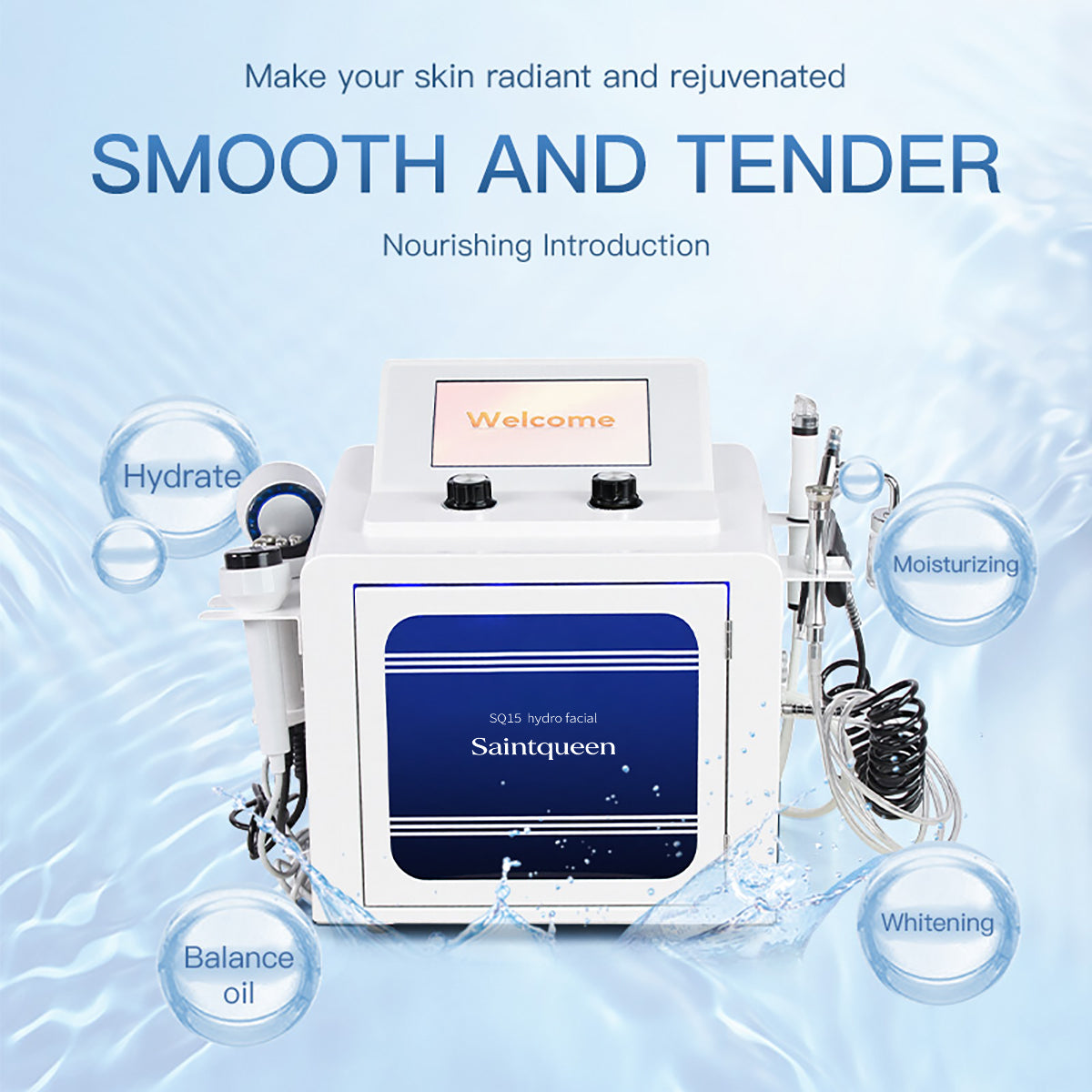 SQ15 Aqua Plus 7-i-1 hydrofacialapparat med pekskärm