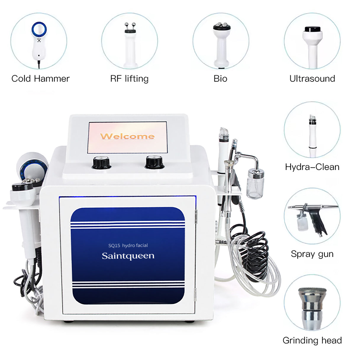 SQ15 Aqua Plus 7-i-1 hydrofacialapparat med pekskärm