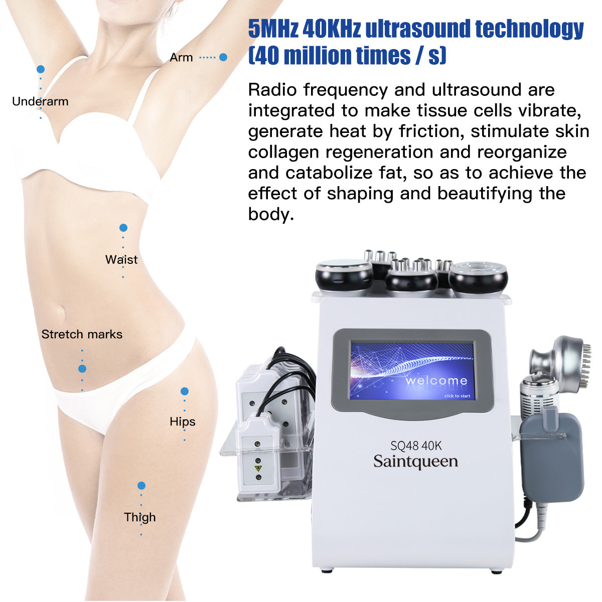 SQ48 Plus 9-i-1-kavitationsapparat med 40K och RF
