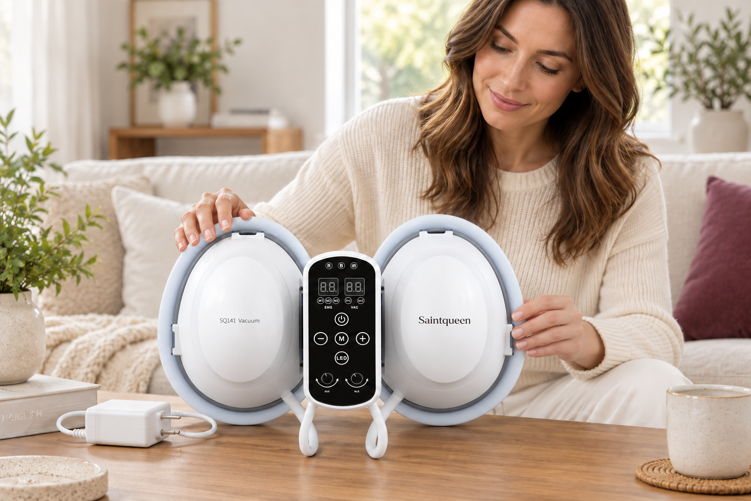 SQ141 bärbar bröstmassageapparat med sug, EMS och LED Sekundär produktbild